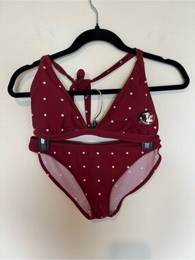 FSU Seminoles Women’s Maroon Polka Dot Two-Piece Swim Set
